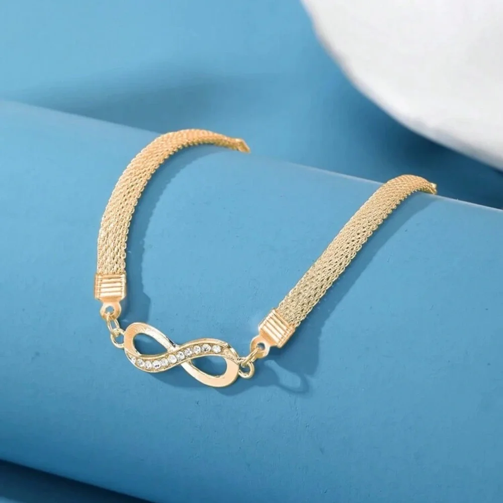 1 Pc Women's Octagonal Gold Bracelet Infinity Love Gift For Couples Luxury