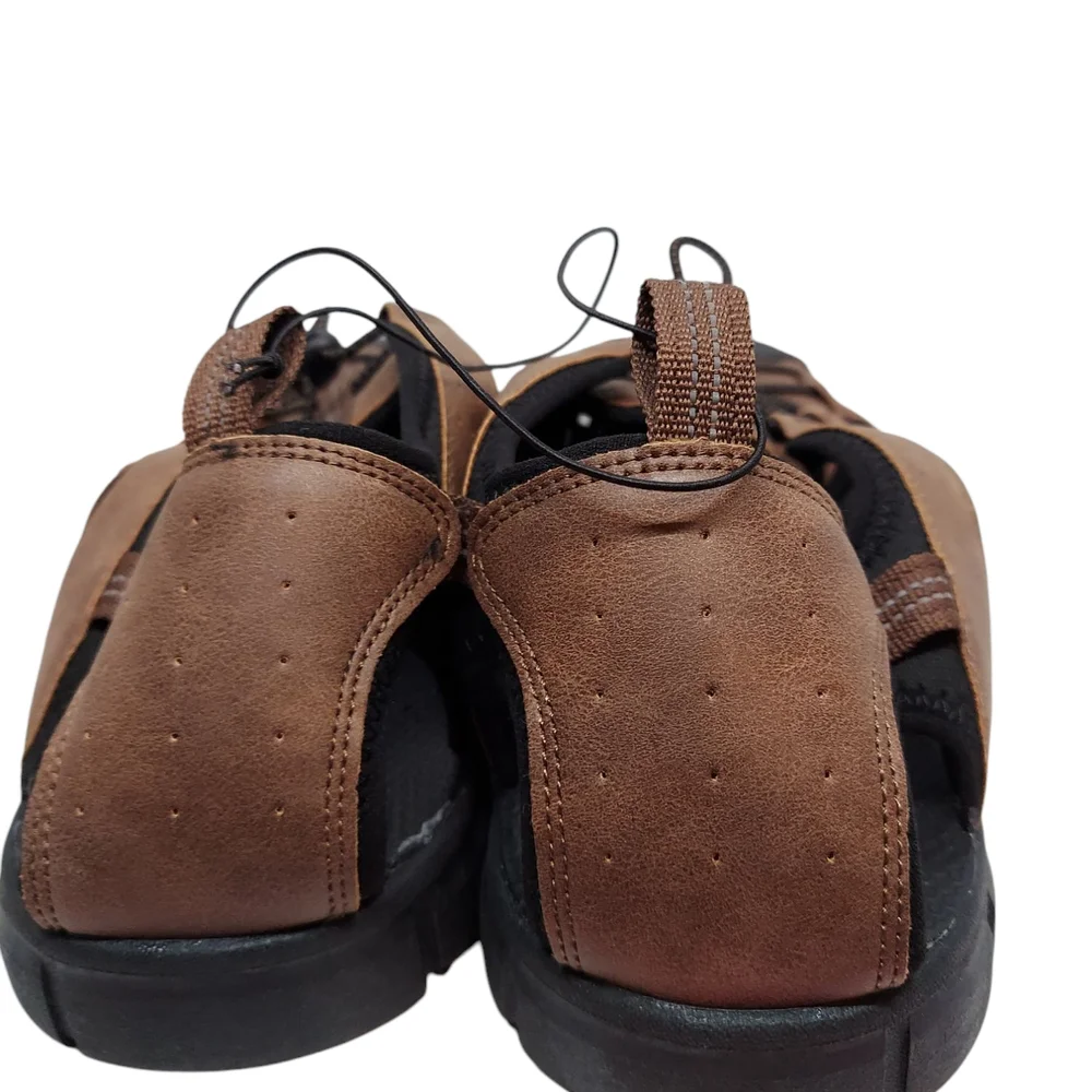 Falls Creek Brown and Black Fisherman Sandals Men's Size 14 NWOT