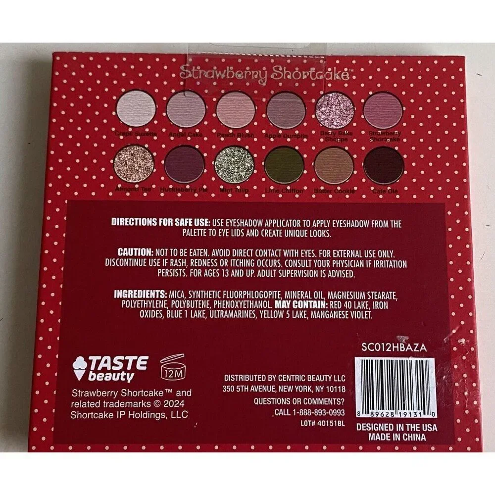 Taste Beauty STRAWBERRY‎ SHORTCAKE EYESHADOW PALETTE 12 Colors With Mirror NEW
