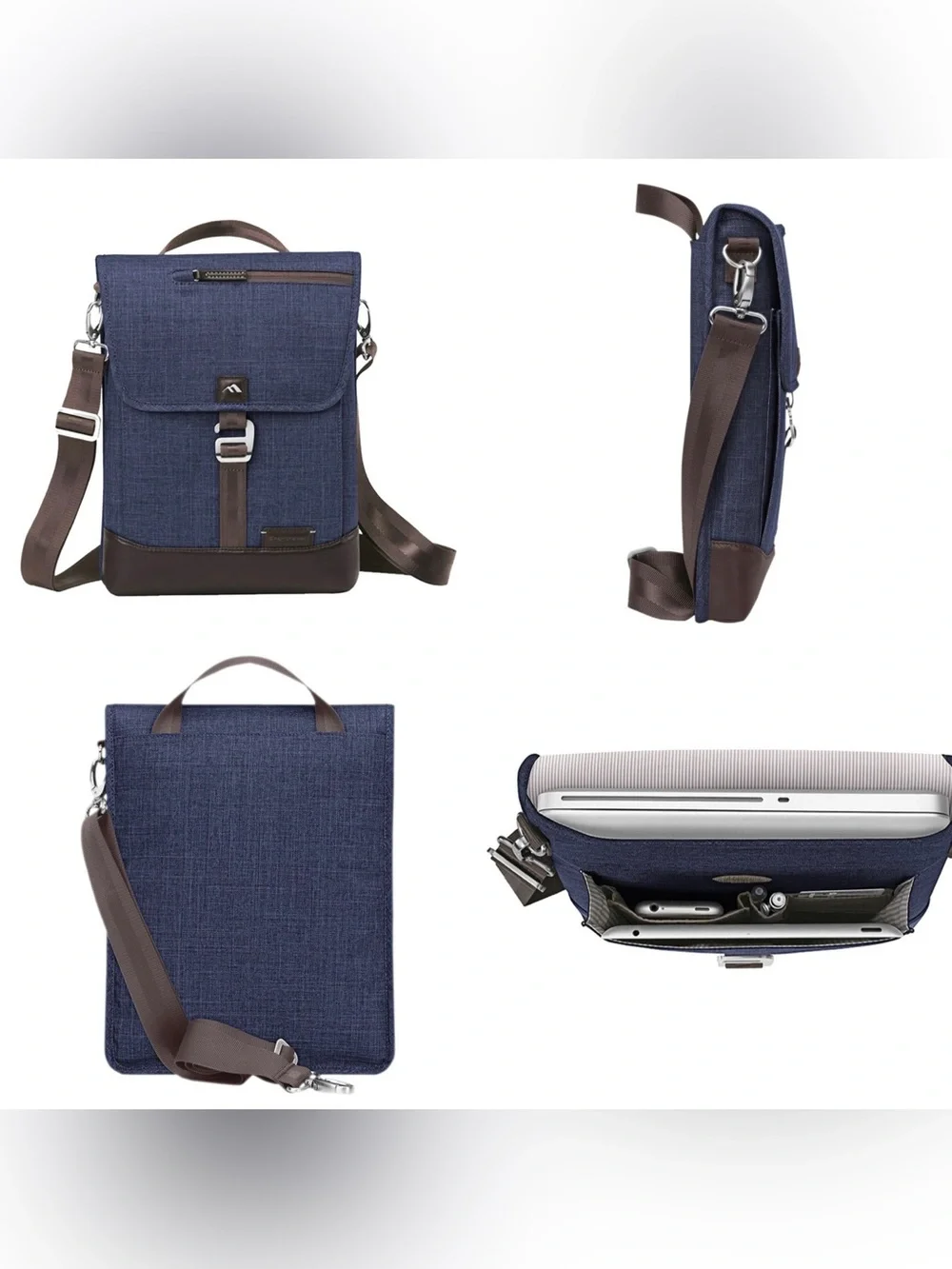 Brenthaven Collins Vertical Messenger Bag,  Indigo chambray, like new