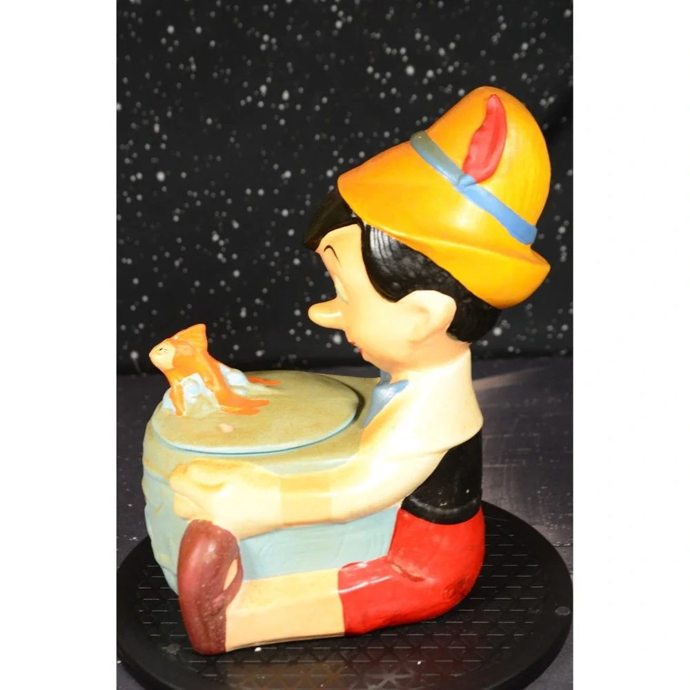 VINTAGE WALT DISNEY 1940 MOVIE PINOCCHIO & CLEO THE GOLDFISH COOKIE JAR USA‎