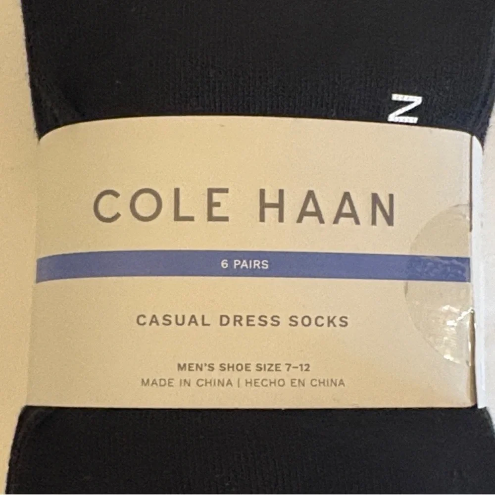 Cole Haan 6 Pairs Men's Casual Dress Socks Black