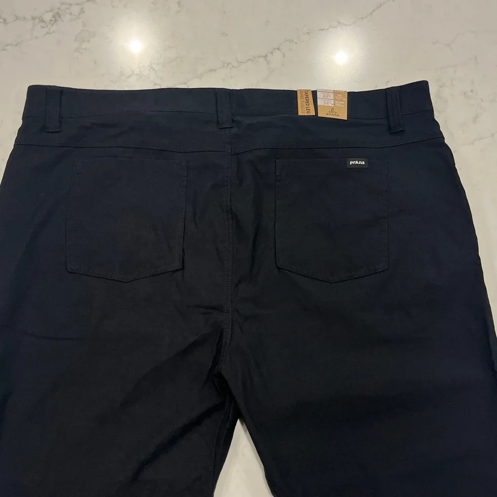 prAna NEW Brion Slim Pant II Mens 42x34 Black Water Repellent Hiking Gorpcore