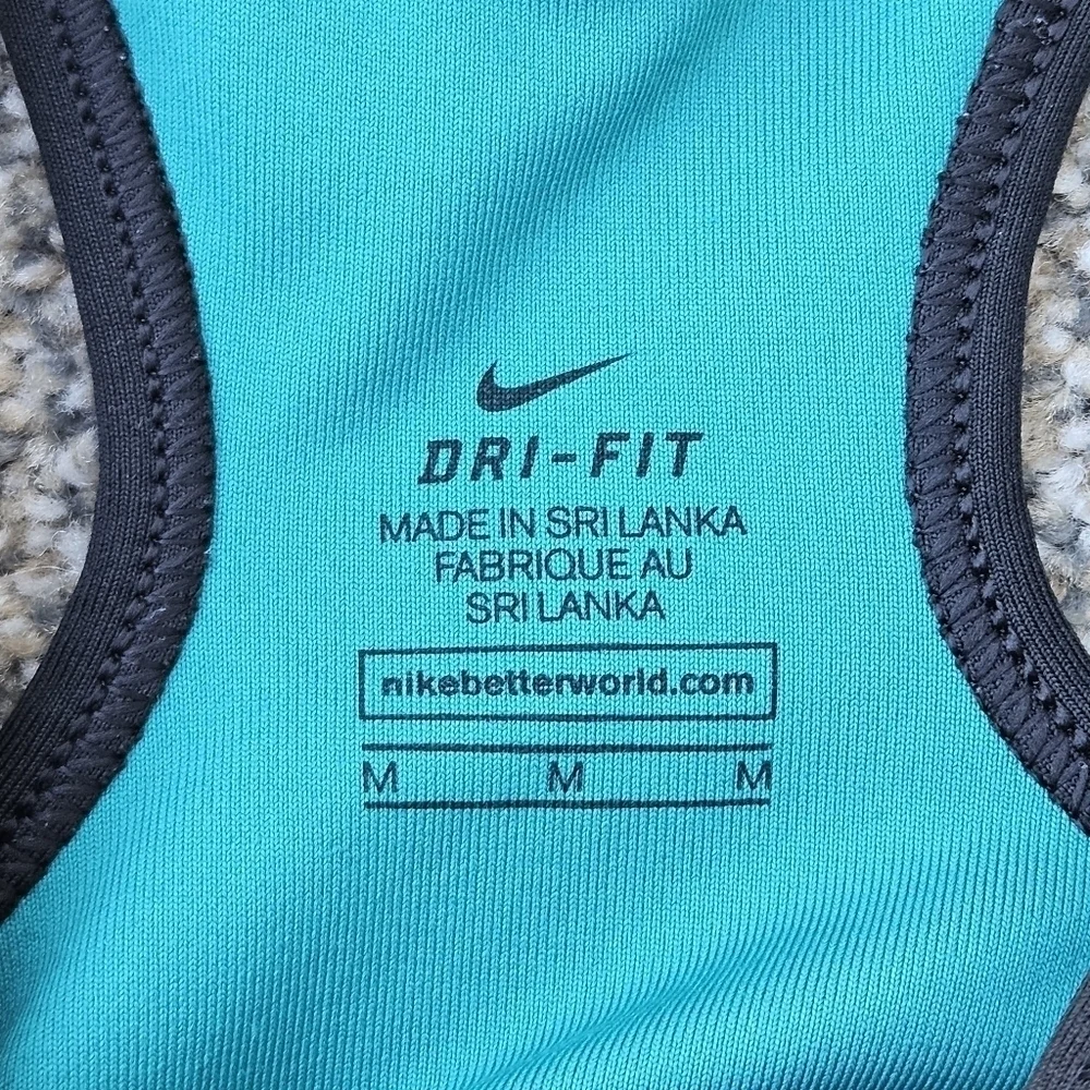 Nike Pro DRI-FIT Black & Emerald Green Snake Crackle Sports Bra Top Size Medium