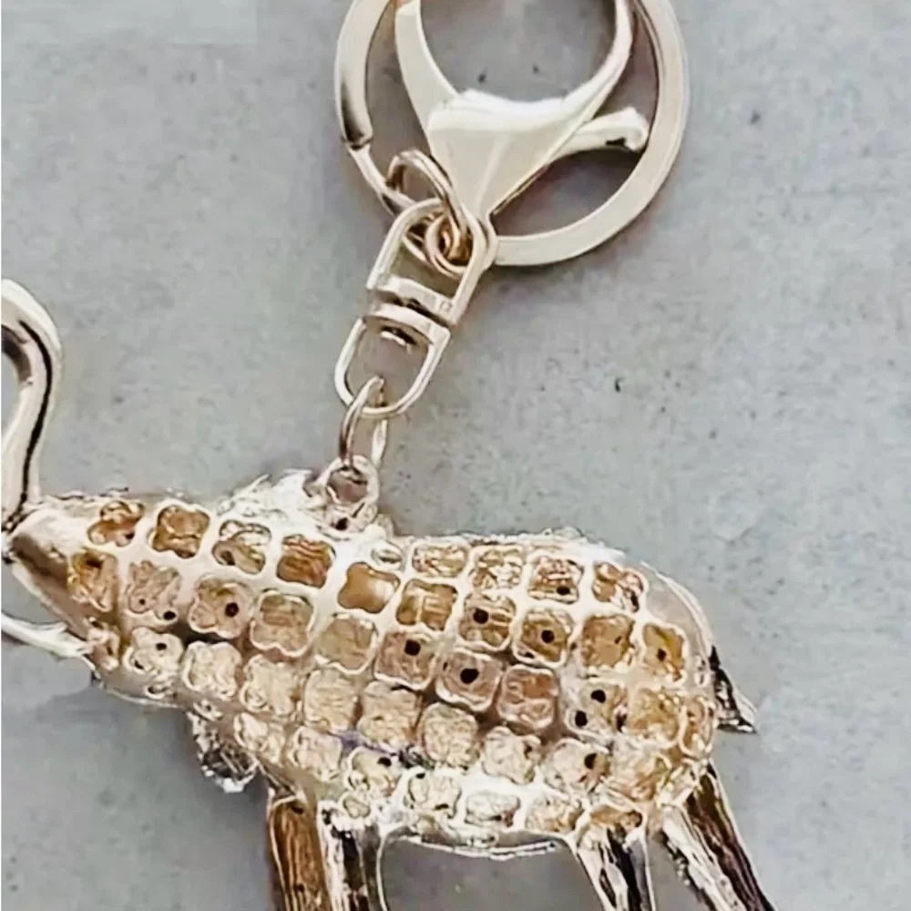 Sparkling Elephant Keychain with Blue Accents