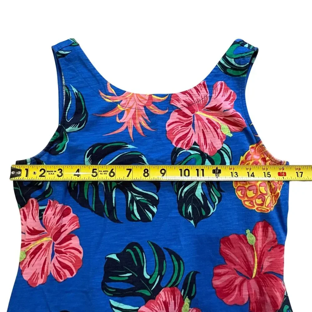 Tommy Bahama Women's Floral Pineapple Print Tank‎ Dress Blue Tropical Resort