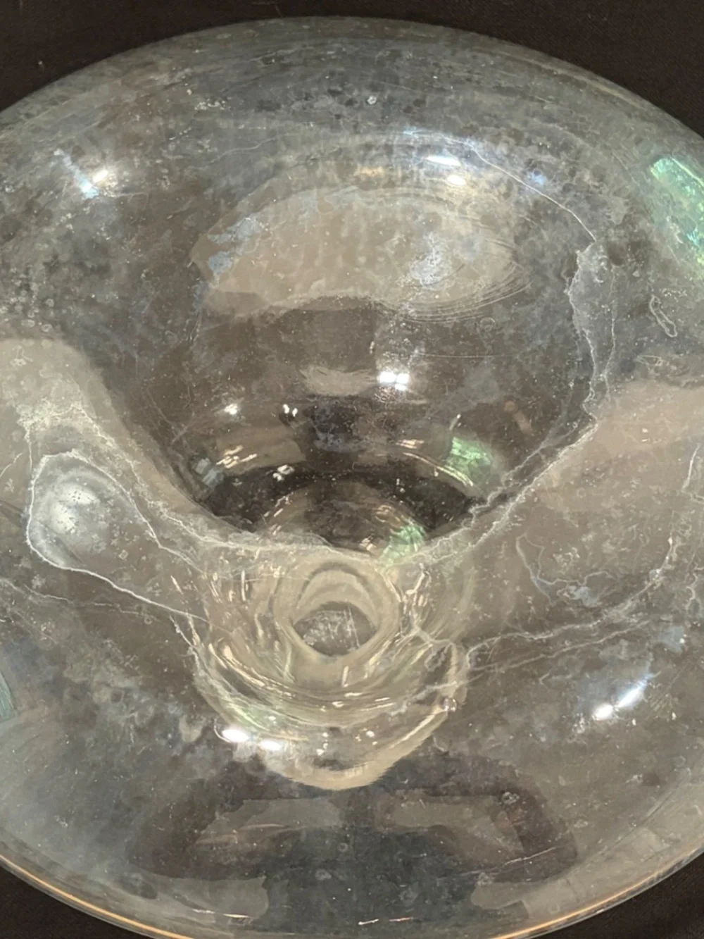Vintage MCM Heavy Hand Blown Glass Ship Decanter Barware 7.5