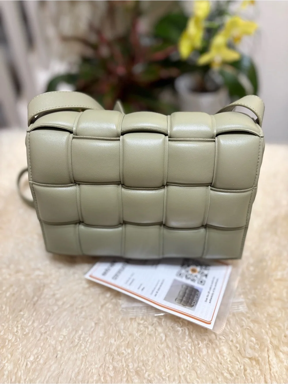 Bottega Veneta Padded Cassette Intrecciato Crossbody in Sage Green