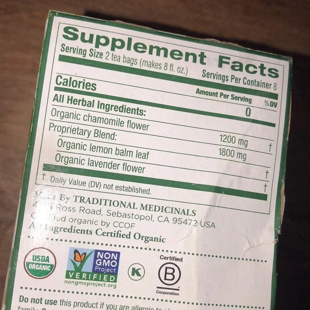 Traditional Medicinals organic chamomile with lavender teas