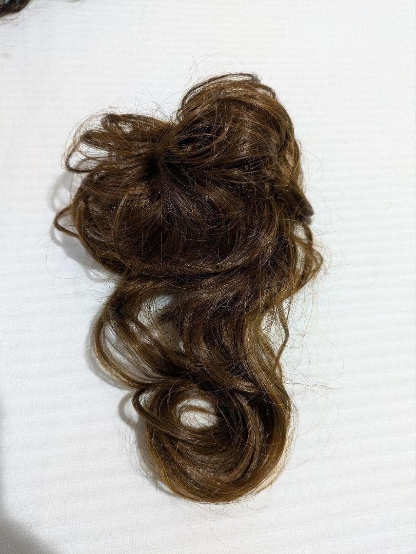 1083 Wispy Hair Scrunchie Light Brown Wavy Extension for Weddings