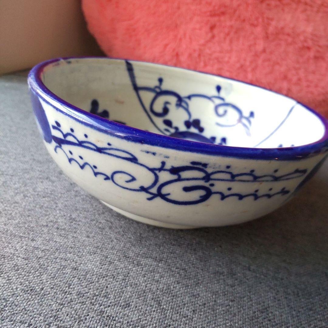 Rare Old Imari! Indigo-dyed floral pattern ceramic small bowl/dish! Beautiful condition for its age!